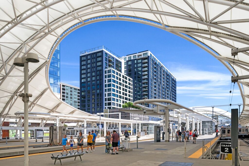 The view of the Coloradan from Union Station platform in Denver.